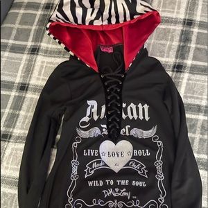 Zebra striped hooded shirt great condition lightly worn